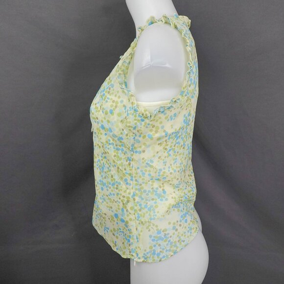 Apostrophe Womens Top 6 Green Retro Sheer Romantic Flowy Sheer Coquette Y2K - Picture 3 of 11